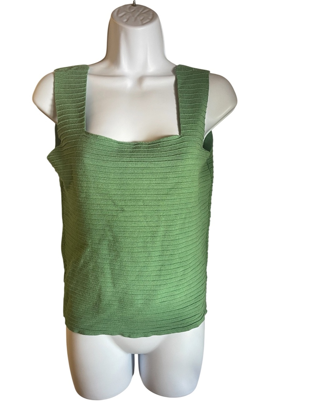 Source Unknown Green Ribbed Square-Neck Tank - Picture 2 of 3